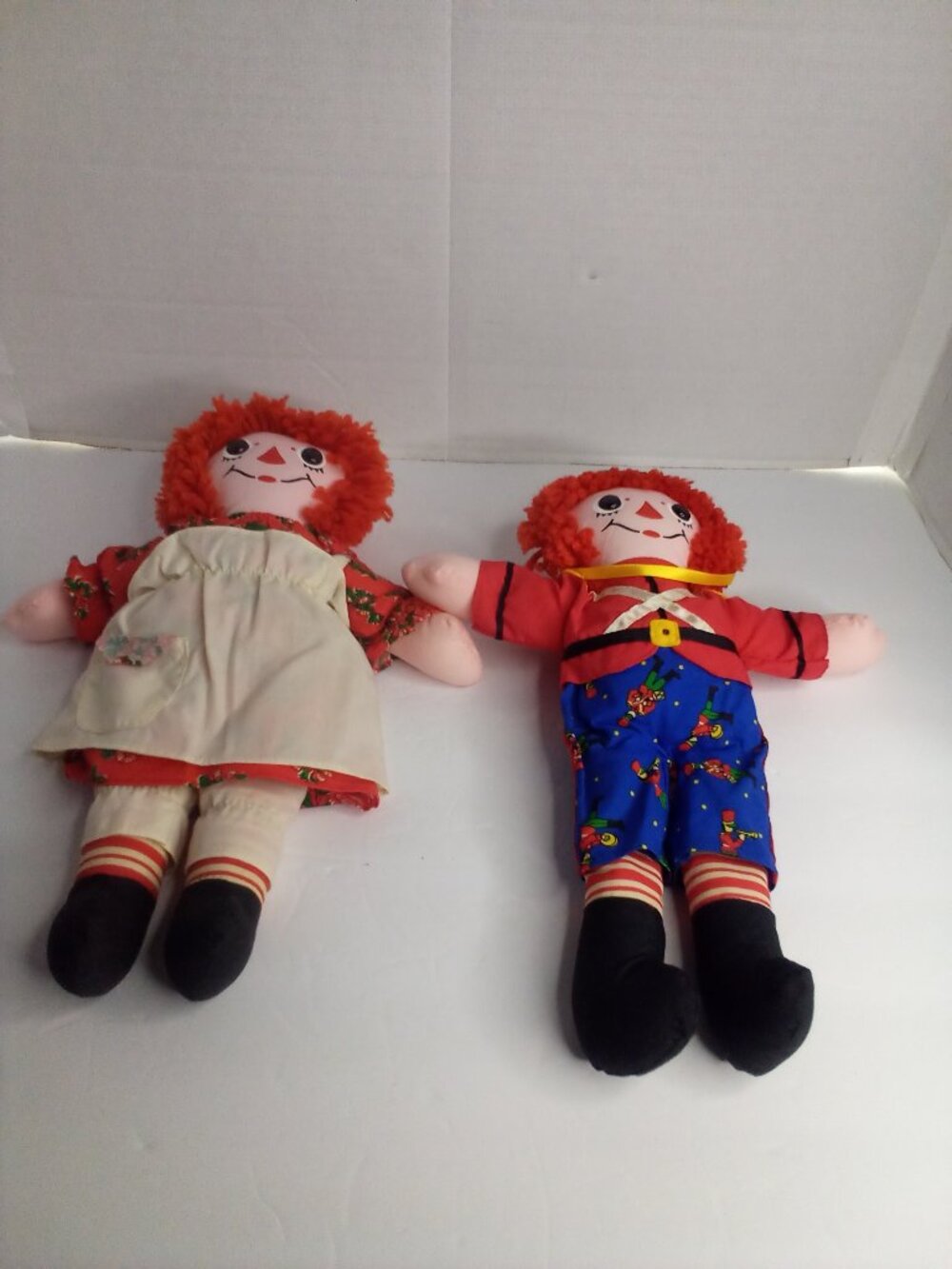 Raggedy Ann Andy Christmas Doll 12" 1997 Hasbro Johnny Gruelle Lot of 2 Rag Doll